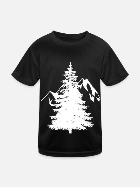 Sapin Épicéa Conifères Montagnes naturelles Alpes de montagne - T-shirt sport Enfant - noir - Devant