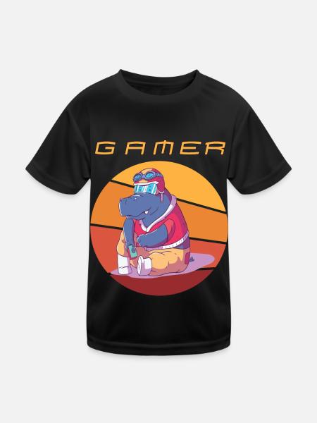Gamer Retro Video Games Vintage Funny Gaming Conso - Kids Functional T-Shirt - black - Front