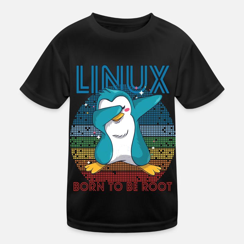 Born To Be Root Retro Penguin Linux Nerd Programme Kinder Funktions-T-Shirt
