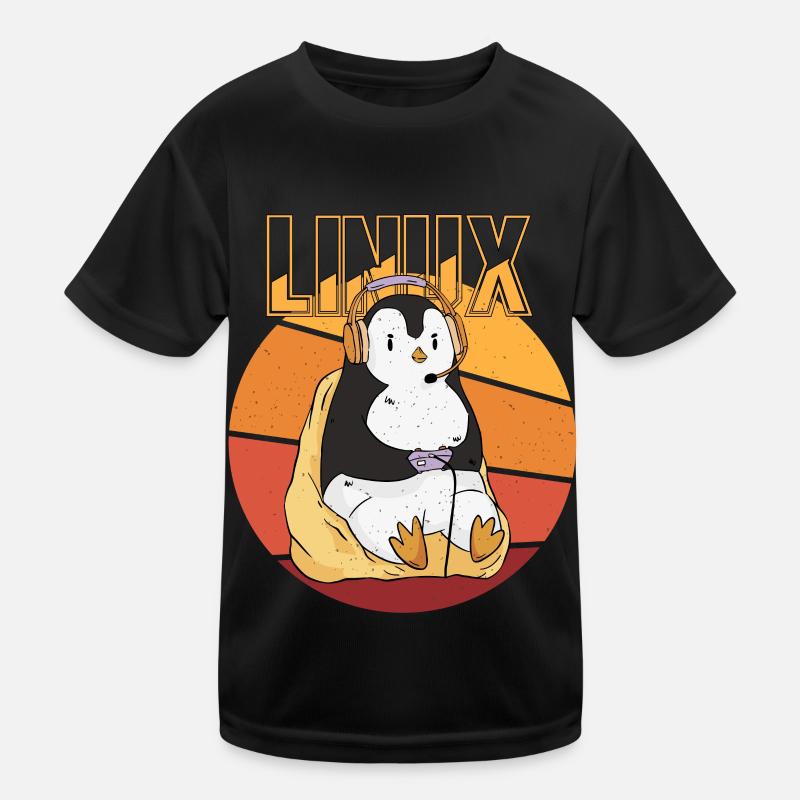 Gamer Penguin Linux Root Party Nerd Programmer Com Kinder Funktions-T-Shirt
