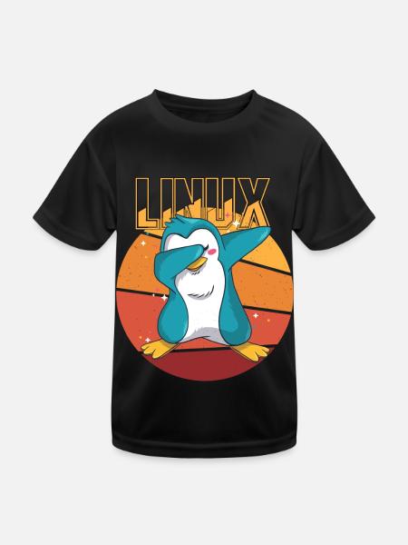 Geek Linux Root Party Penguin Nerd Programmer Comp - Kinder Funktions-T-Shirt - Schwarz - Vorne