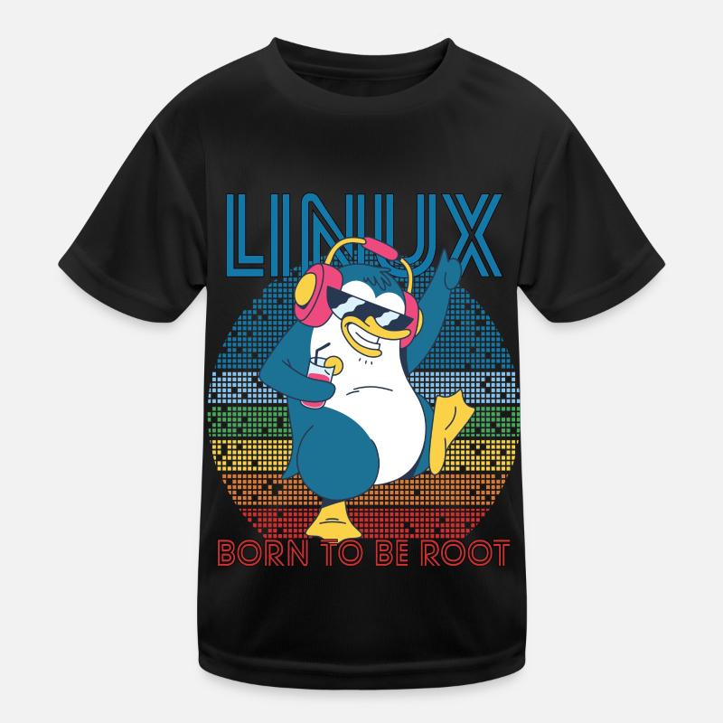 Root Party Penguin Retro Linux Cool Nerd Programs Kids Functional T-Shirt