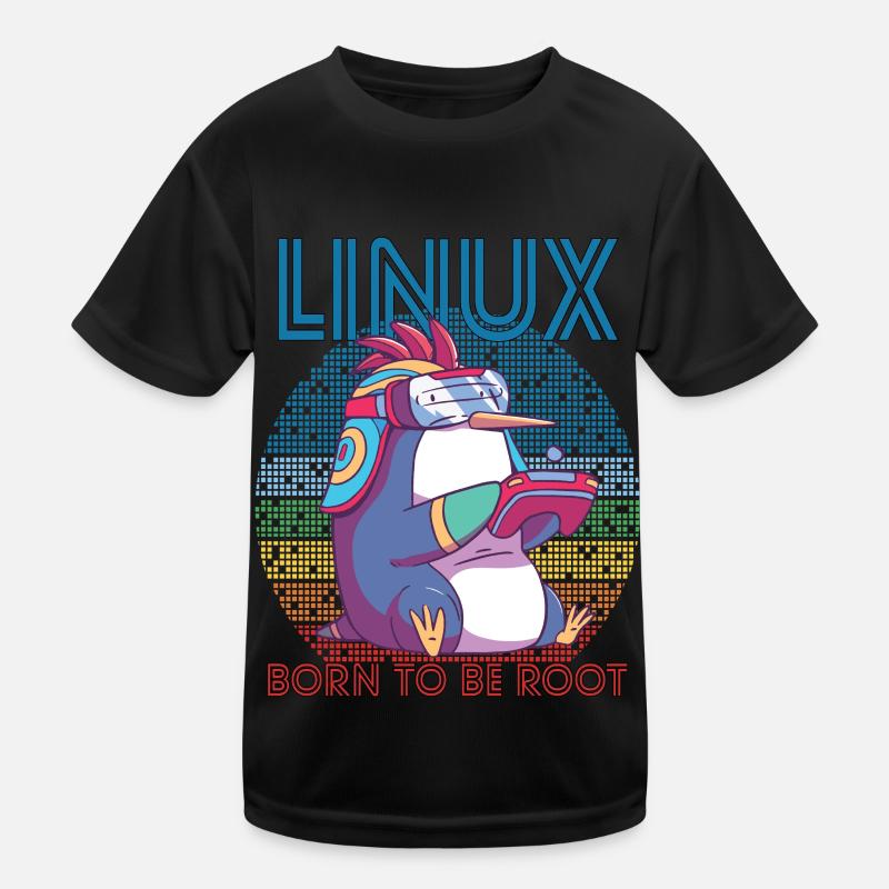 Linux Gamer Penguin Root Party Geek Programmer Adm Kids Functional T-Shirt