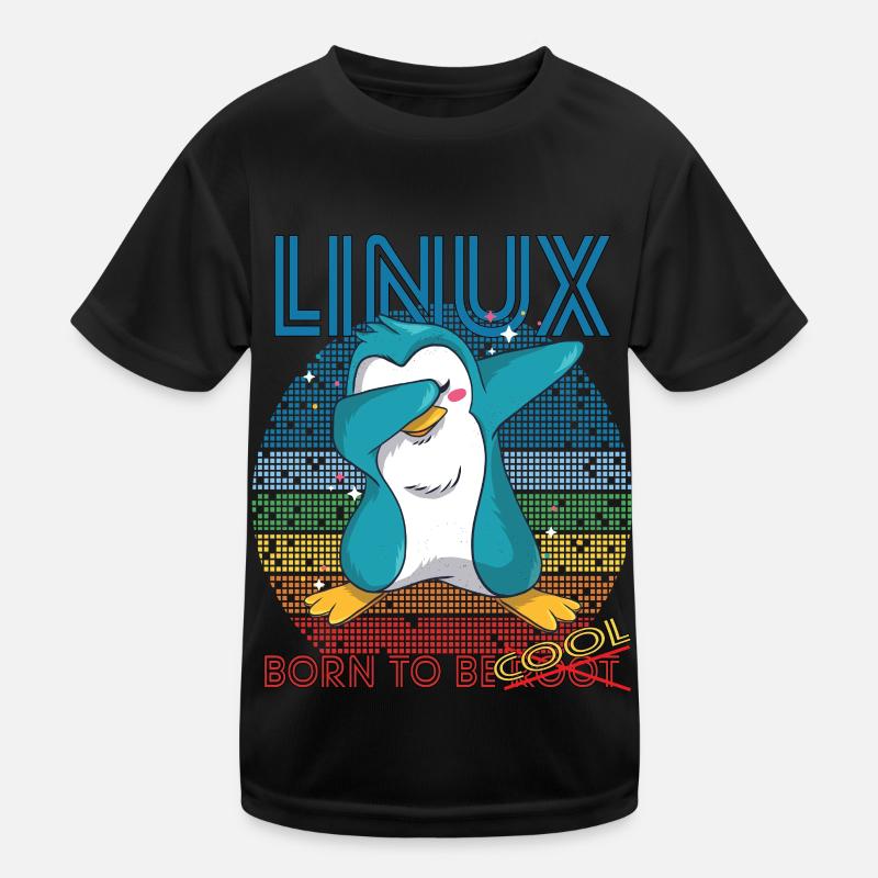 Linux Cool Born To Be Root Cute Penguin Geek Admin T-shirt sport Enfant