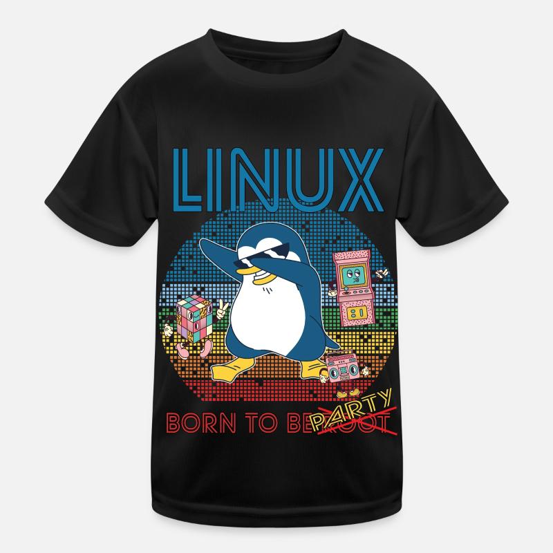 Retro Gamer Linux né pour être Root Geek Admin Pengu T-shirt sport Enfant