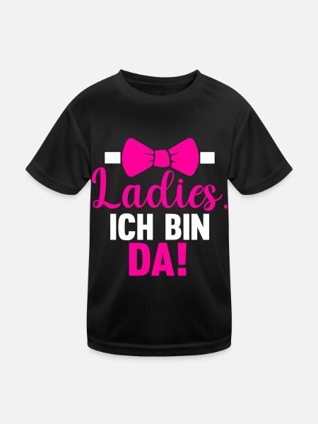 Ladies Ich Bin Da - Kinder Funktions-T-Shirt - Schwarz - Vorne