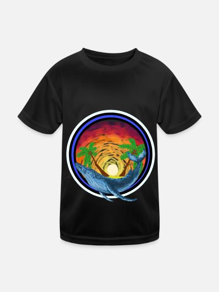 Marine Mammals Whale Fish South Seas Environmental Protection Island - Kids Functional T-Shirt - black - Front