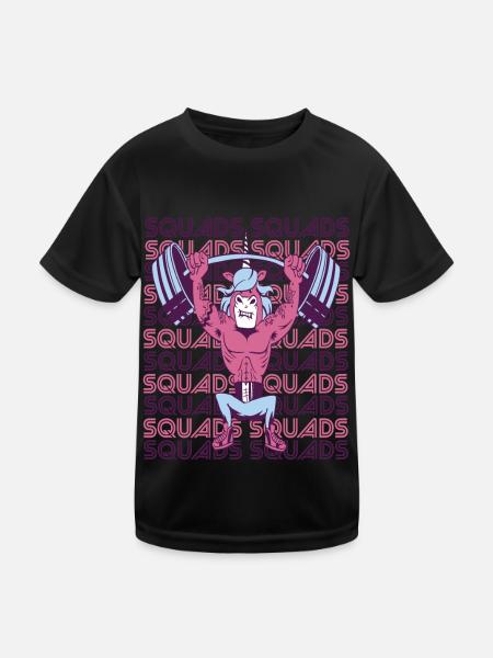 Squads Unicorn Heavy Gym Workout Strength Training - Kids Functional T-Shirt - black - Front