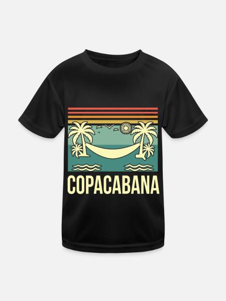Copacabana Rio Palmen Sommer Strand Sonne Brasilie - Kinder Funktions-T-Shirt - Schwarz - Vorne