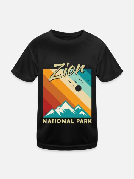 Zion National Park Utah Wandern Camping Outdoor - Kinder Funktions-T-Shirt - Schwarz - Vorne