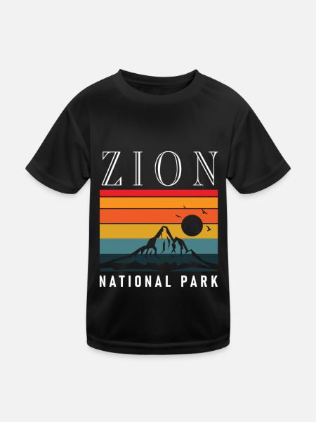 Zion National Park Utah Wandern Camping Outdoor - Kinder Funktions-T-Shirt - Schwarz - Vorne