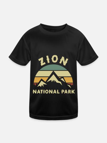 Zion National Park Utah Wandern Camping Outdoor - Kinder Funktions-T-Shirt - Schwarz - Vorne