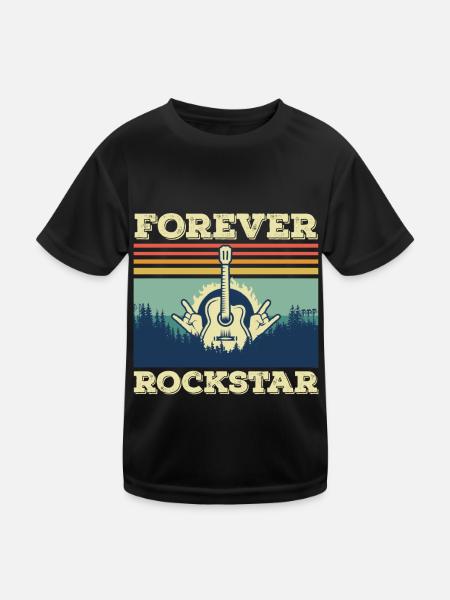 Gitarre Retro Gitarrist Rockgitarre Musiker Sänger - Kinder Funktions-T-Shirt - Schwarz - Vorne
