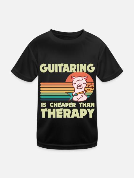 Gitarrist Lama Rockgitarre Gitarrist Musiker Gitar - Kinder Funktions-T-Shirt - Schwarz - Vorne
