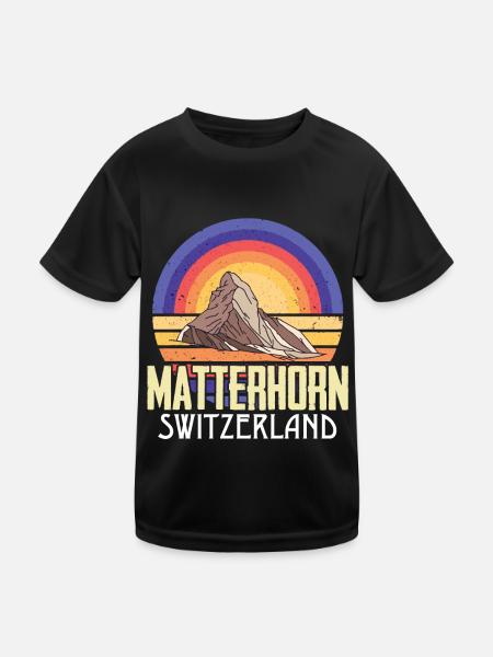 Alps Switzerland Matterhorn souvenir skiing mountain - Kids Functional T-Shirt - black - Front