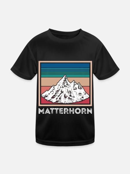 Alpen Matterhorn Schweiz Souvenir Ski Zermatt Skif - Kinder Funktions-T-Shirt - Schwarz - Vorne