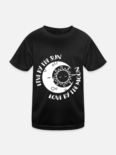 Moon Love Sun Moon Phase Sleeping Sun Mondph - Kids Functional T-Shirt - black - Front