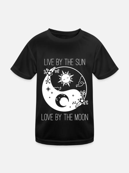 Mond Liebe Sonne Sonnenschein Mondphase Sonnenaufg - Kinder Funktions-T-Shirt - Schwarz - Vorne