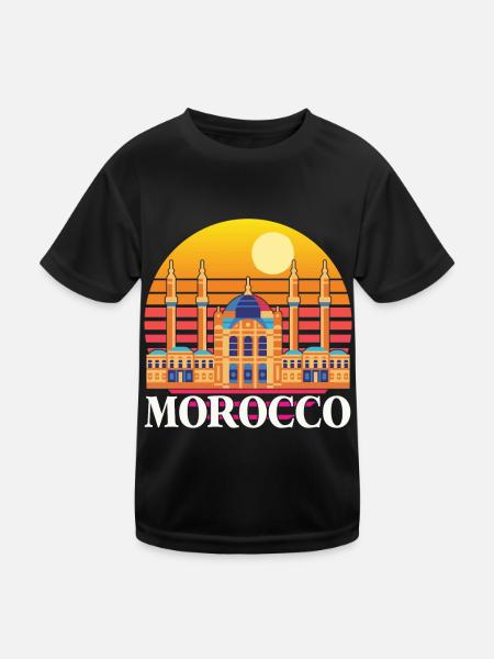 Marokko Tempel Afrika Gibraltar Marokkaner Strand - Kinder Funktions-T-Shirt - Schwarz - Vorne