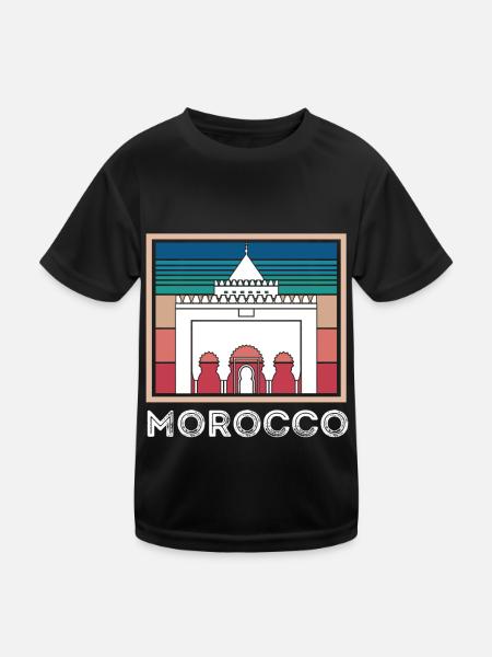 Souvenir Marokko Skyline Afrika Gibraltar Marokkan - Kinder Funktions-T-Shirt - Schwarz - Vorne