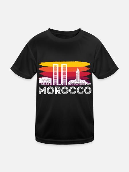 Marokkaner Tourist Marokko Skyline Afrika Gibralta - Kinder Funktions-T-Shirt - Schwarz - Vorne