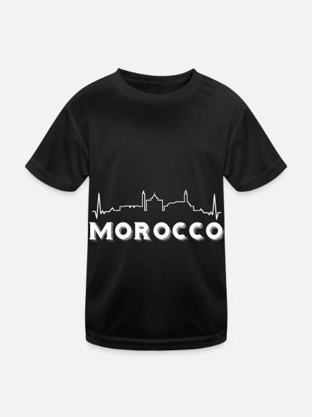 Marokko Heartbeat Marokkaner Afrikanisches Souveni - Kinder Funktions-T-Shirt - Schwarz - Vorne