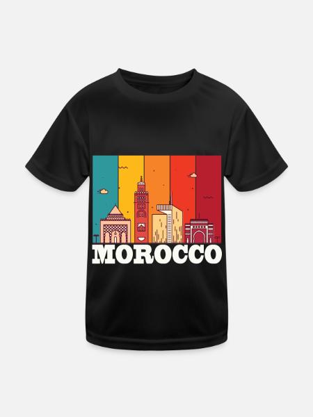 Marokko Skyline Afrika Souvenir Marokkaner Gibralt - Kinder Funktions-T-Shirt - Schwarz - Vorne