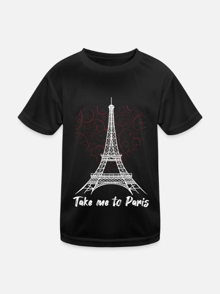 Eiffelturm Bring mich nach Paris Love France Souve - Kinder Funktions-T-Shirt - Schwarz - Vorne