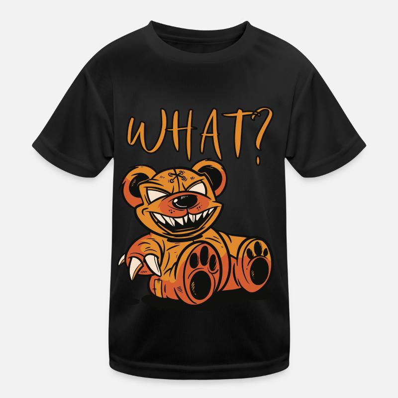 Murderous teddy bear What? Funny Teddy Bear Horror-A - Kids Functional T-Shirt - black