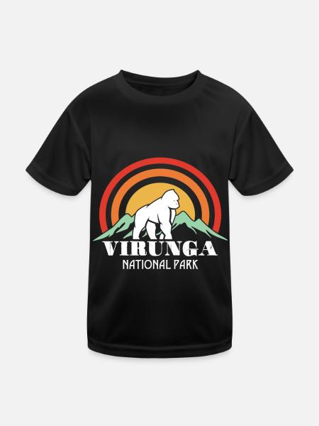 Virunga National Park-Souvenir-Gorilla-Africa-Congo - Kids Functional T-Shirt - black - Front