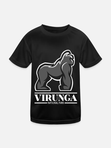 Gorilla Virunga National Park Africa Congo Safari S - Kids Functional T-Shirt - black - Front