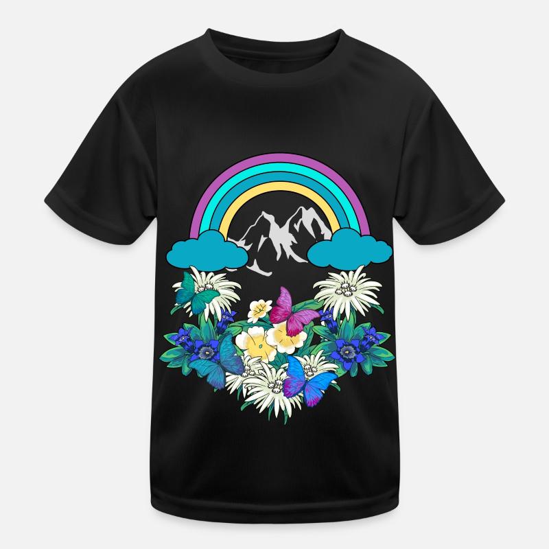 Austria Tyrol Rainbow Spring Nature Alm Kids Functional T-Shirt