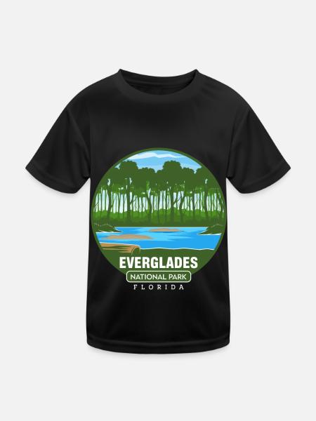 Everglades National Park Florida Hiking Crocodile - Kids Functional T-Shirt - black - Front