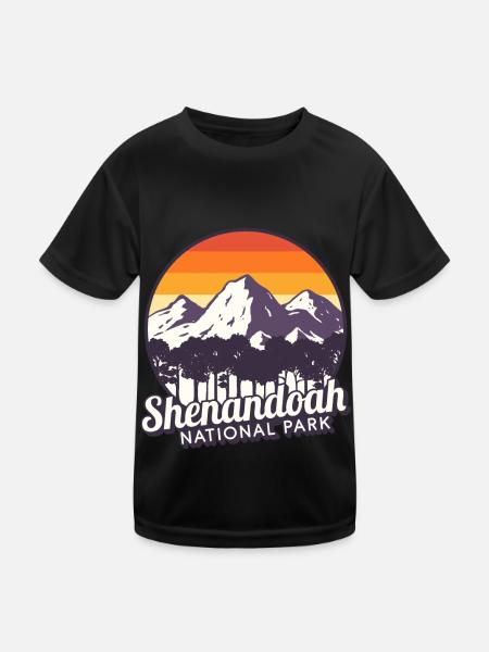 Shenandoah National Park Souvenir Virginia Mountain Wall - Kids Functional T-Shirt - black - Front