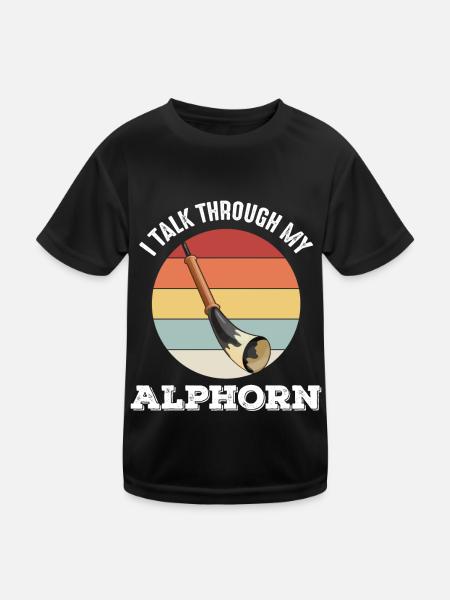 Schweizer Alphorn Musikinstrument in der Schweiz A - Kinder Funktions-T-Shirt - Schwarz - Vorne