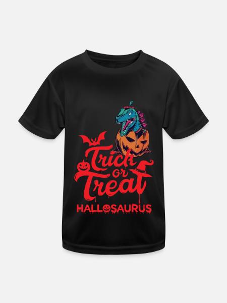 T-Rex Funny Halloween Dino Horror Costume Hallosaur - Kids Functional T-Shirt - black - Front
