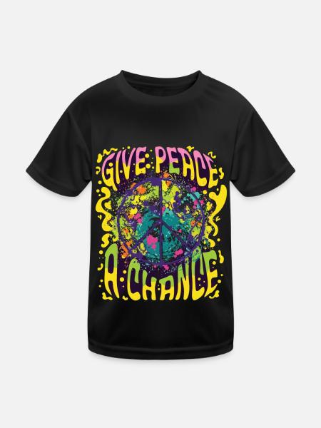 Paix Symbole de Paix Amour Liberté et Bonheur - T-shirt sport Enfant - noir - Devant