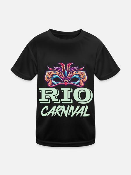 Carnaval Rio de Janeiro Brésil Carnaval Masque F - T-shirt sport Enfant - noir - Devant