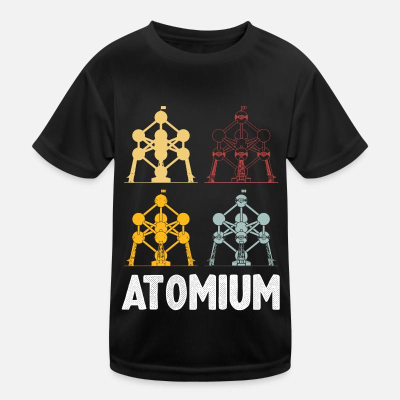 Atomium Atomkern aus Brüssel Physik Wissenschaft - Kinder Funktions-T-Shirt - Schwarz