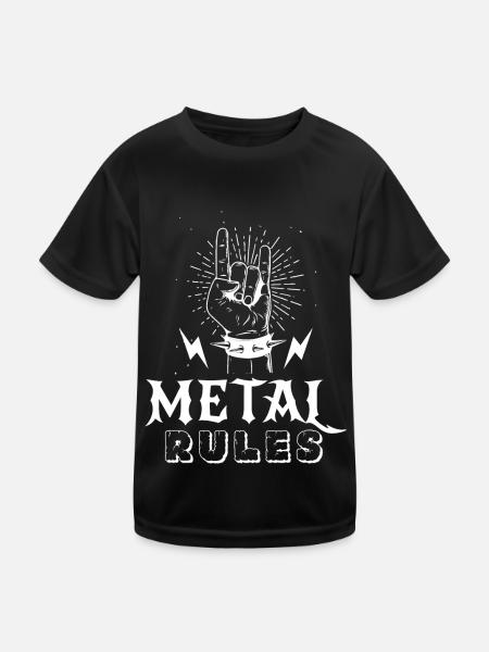 Metal Rules Punk Heavy Metal Fashion Rocking Music H - Kids Functional T-Shirt - black - Front