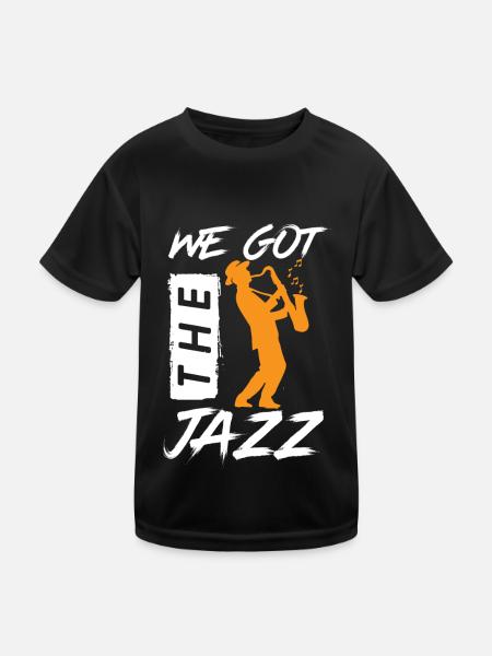 Play Jazz Musician Saxophone Music Orchestra - Kids Functional T-Shirt - black - Front
