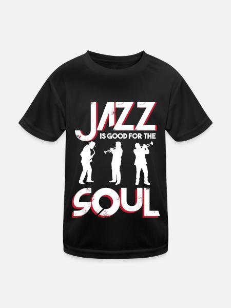 Jazz Soul Musiker Saxophon Musikorchester - Kinder Funktions-T-Shirt - Schwarz - Vorne