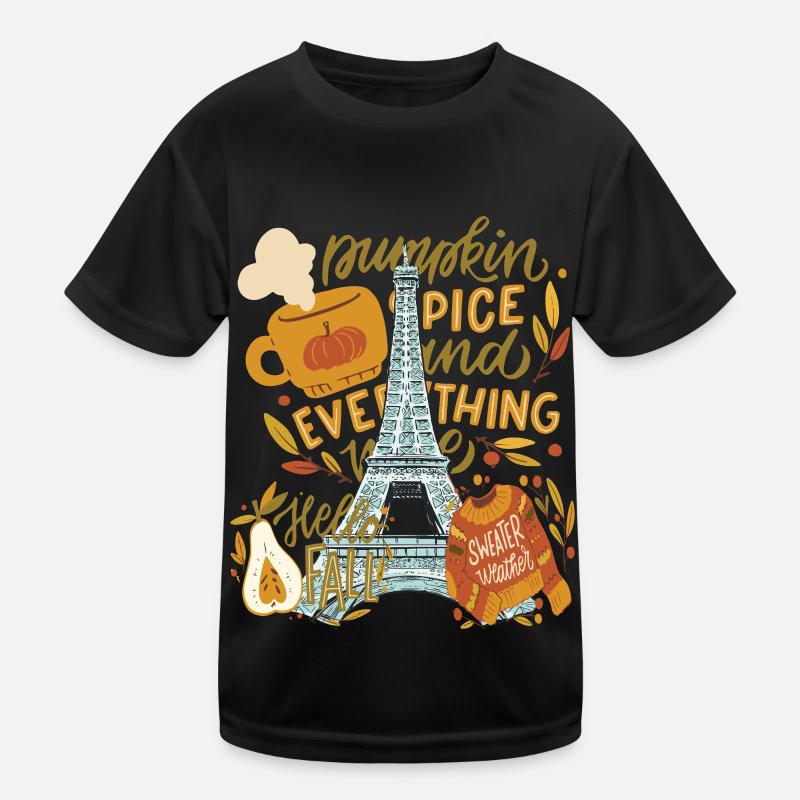 Paris Hello Autumn Pumpkins sur la Tour Eiffel Automne T-shirt sport Enfant