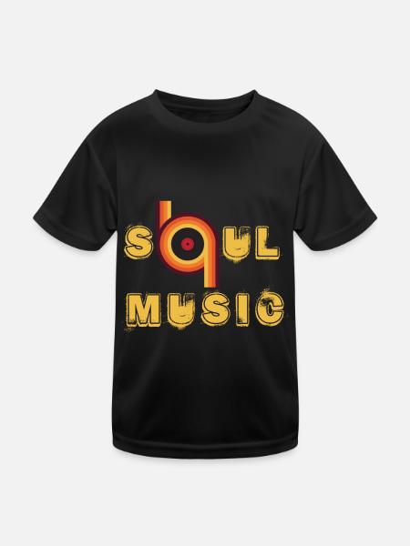 Soul Music Vintage Record Afro Soul Music Sheet Music Mu - Kids Functional T-Shirt - black - Front