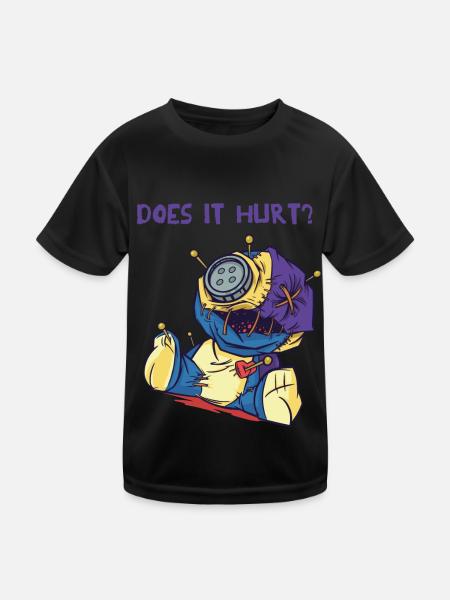 Voodoo-Puppe Tut es weh? Gruselige Halloween-Hexer - Kinder Funktions-T-Shirt - Schwarz - Vorne