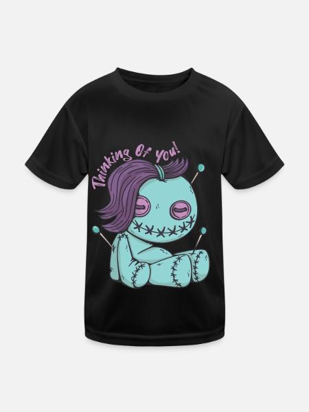Zombie Voodoo doll thinking of you! Halloween- - Kids Functional T-Shirt - black - Front