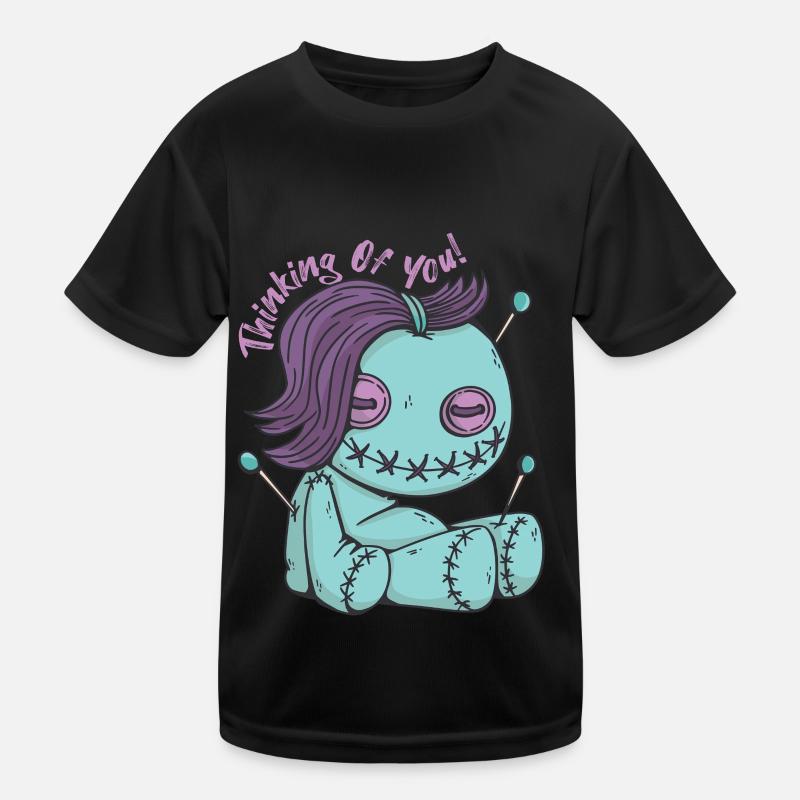 Zombie Voodoo Puppe, die an dich denkt! Halloween- Kinder Funktions-T-Shirt