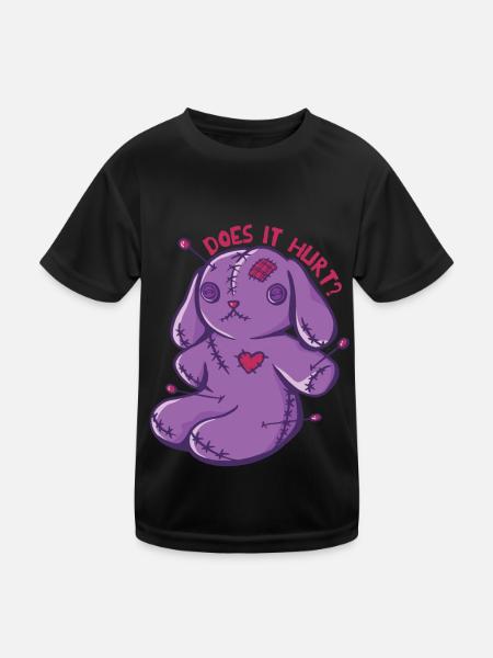 Voodoo-Häschen Tut es weh? Voodoo Puppe Halloween - Kinder Funktions-T-Shirt - Schwarz - Vorne