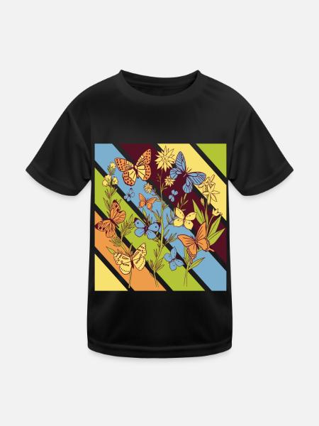Papillons mignons fleurs de papillons Chers - T-shirt sport Enfant - noir - Devant