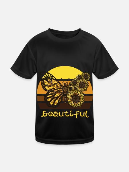 Beautiful butterfly sunflower butterflies L - Kids Functional T-Shirt - black - Front